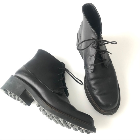 Robert Clergerie Shoes - ROBERT CLERGERIE Leather Lace Up 2" High Top Boots